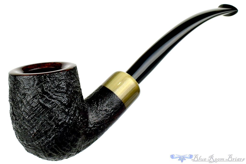 Jesse Jones Pipe 1/4 Bent Black Blast Billiard with Military Mount at Blue Room Briars