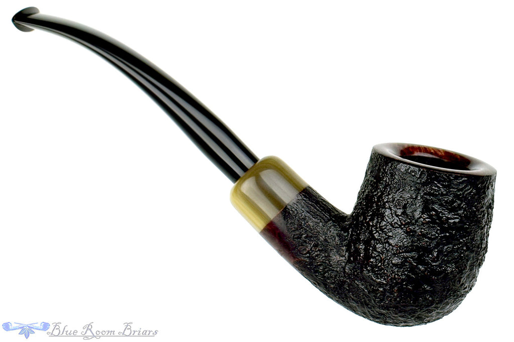 Jesse Jones Pipe 1/4 Bent Black Blast Billiard with Military Mount at Blue Room Briars