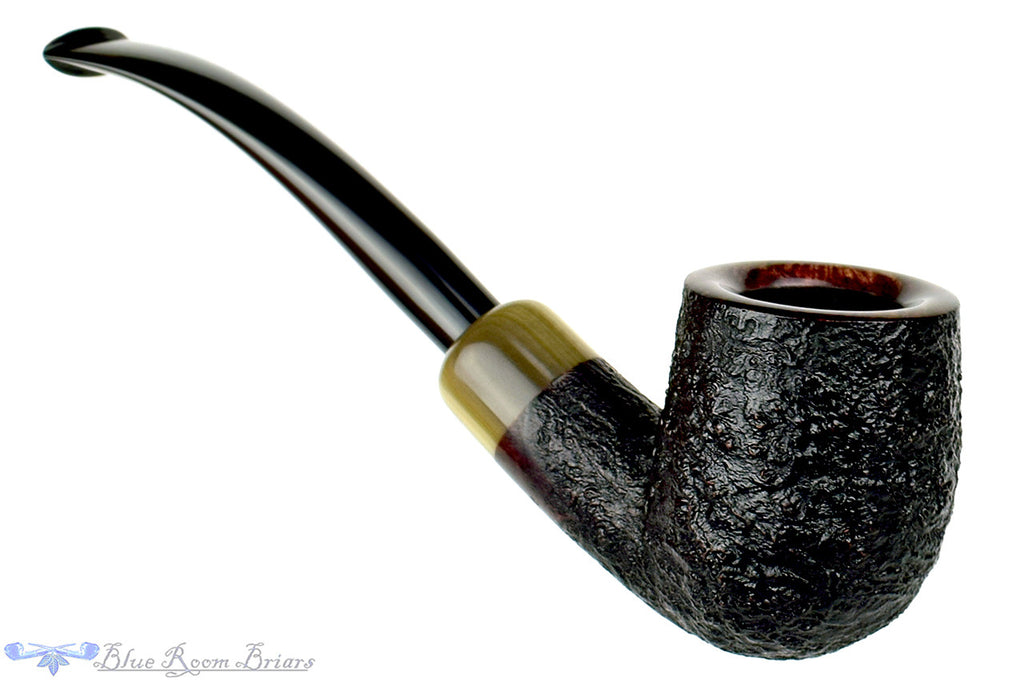 Jesse Jones Pipe 1/4 Bent Black Blast Billiard with Military Mount at Blue Room Briars