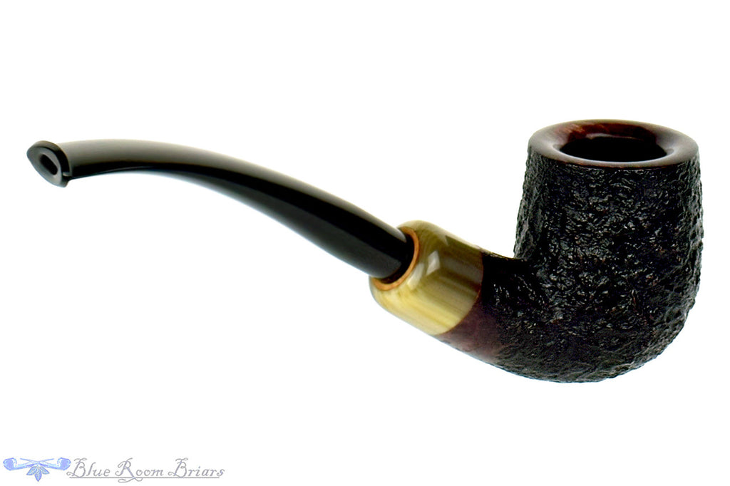 Jesse Jones Pipe 1/4 Bent Black Blast Billiard with Military Mount at Blue Room Briars