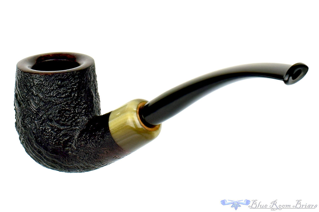 Jesse Jones Pipe 1/4 Bent Black Blast Billiard with Military Mount at Blue Room Briars