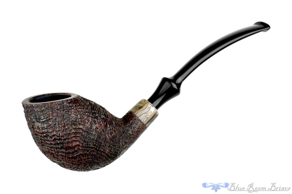 Blue Room Briars is proud to present this Doug Finlay Pipe Bent Sandblast Canted Egg with Acrylic
