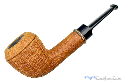 Bill Shalosky Pipe 581 Bent Contrast Blast Brandy with Mammoth Ivory and Brindle