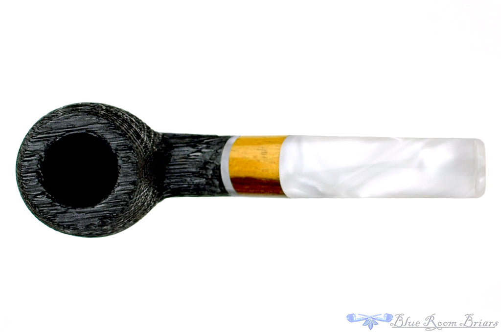 Blue Room Briars is proud to present this Ian Nicol Pipe 1/4 Bent Sandblast Morta Billiard with Ironwood and Acrylic