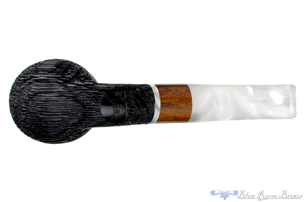 Blue Room Briars is proud to present this Ian Nicol Pipe 1/4 Bent Sandblast Morta Billiard with Ironwood and Acrylic