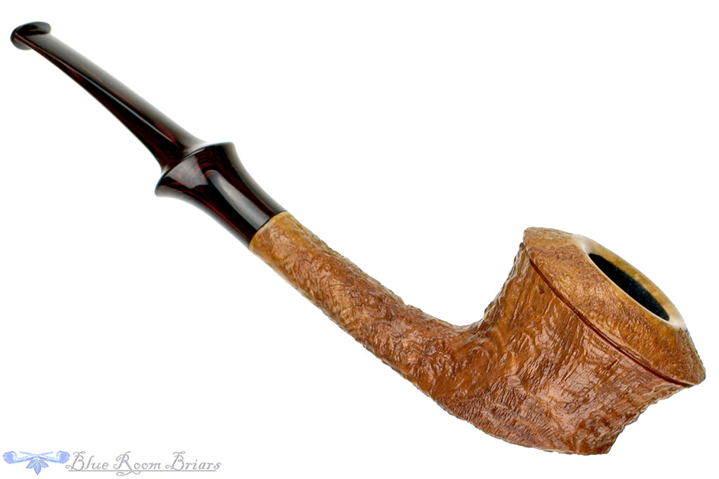 Blue Room Briars is proud to present this Nate King Pipe 689 Tan Blast Oval Shank Rhodesian with Cumberland Brindle