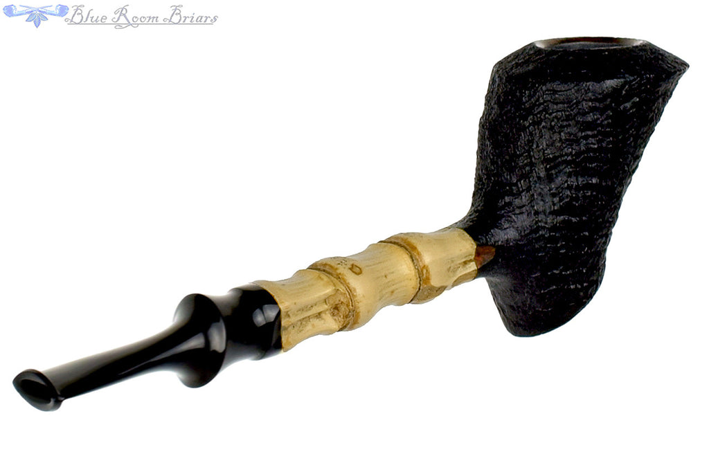 Blue Room Briars is proud to present this Dirk Heinemann Pipe Black Blast Cherrywood with Buddha Bamboo