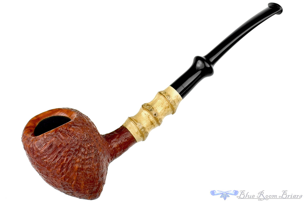 Blue Room Briars is proud to present this Nate King Pipe 721 Mid-Tone Sandblast Potato Sack with Bamboo