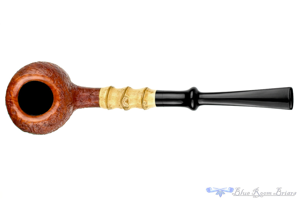 Blue Room Briars is proud to present this Nate King Pipe 721 Mid-Tone Sandblast Potato Sack with Bamboo