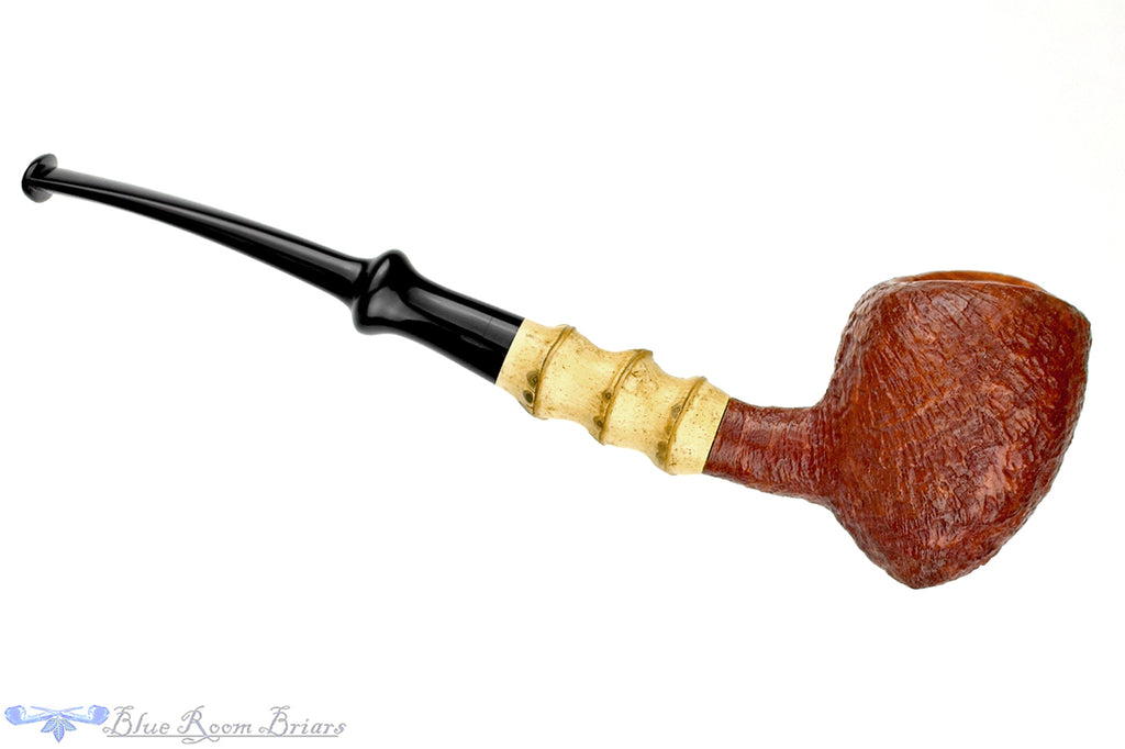 Blue Room Briars is proud to present this Nate King Pipe 721 Mid-Tone Sandblast Potato Sack with Bamboo