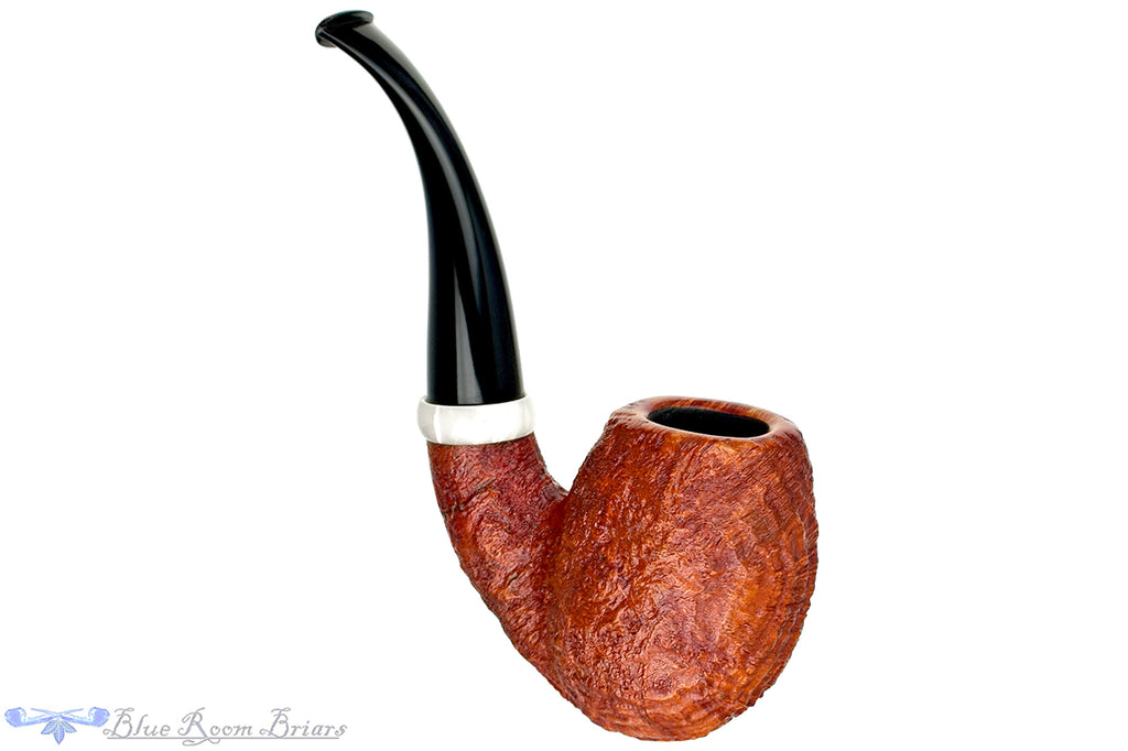 Blue Room Briars is proud to present this Nate King Pipe 603 Mid-Contrast Sandblast Reverse Calabash Royal Egg with Bakelite