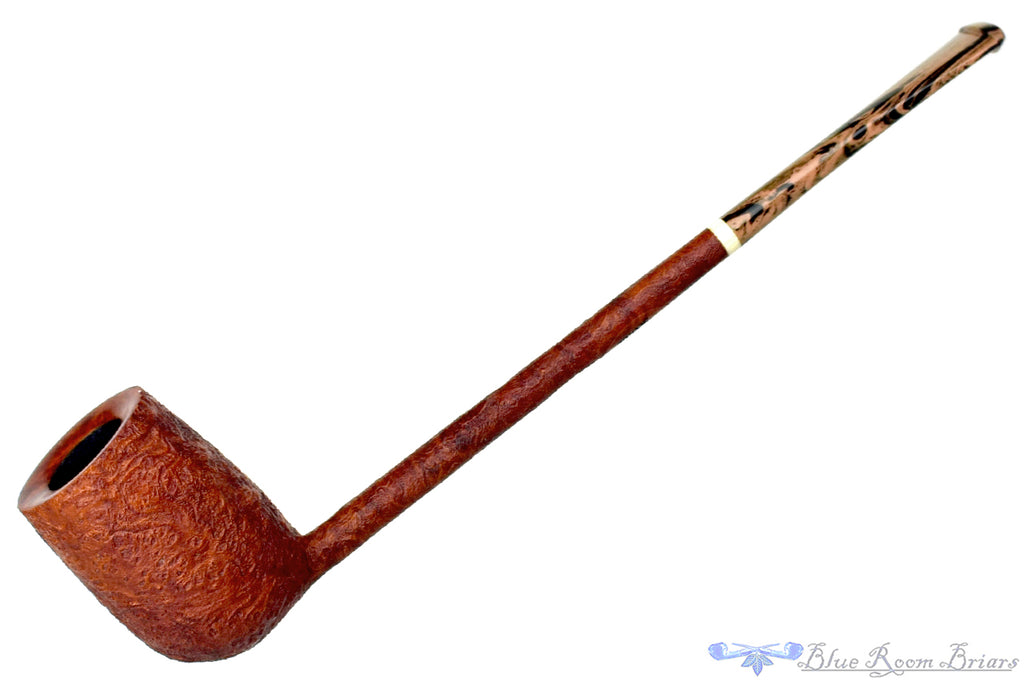 Blue Room Briars is proud to present this Scottie Piersel Pipe "Scottie" Sandblast Extra Long Pencil Shank Billiard with Faux Ivory Accent