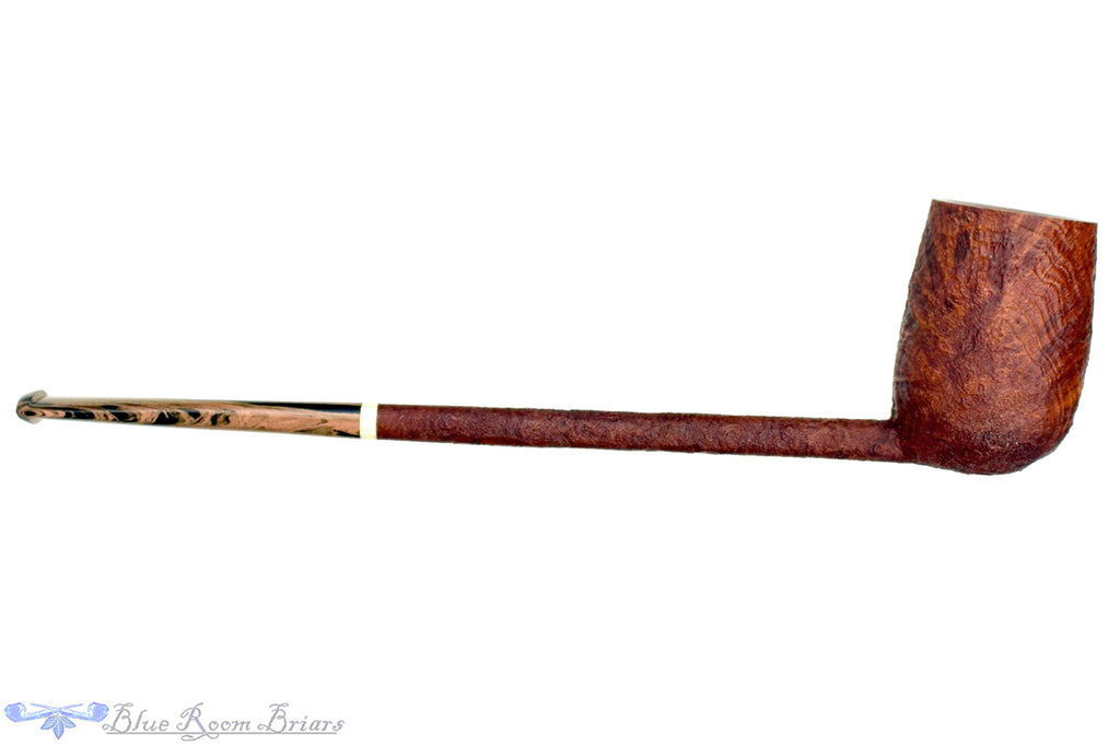 Blue Room Briars is proud to present this Scottie Piersel Pipe "Scottie" Sandblast Extra Long Pencil Shank Billiard with Faux Ivory Accent