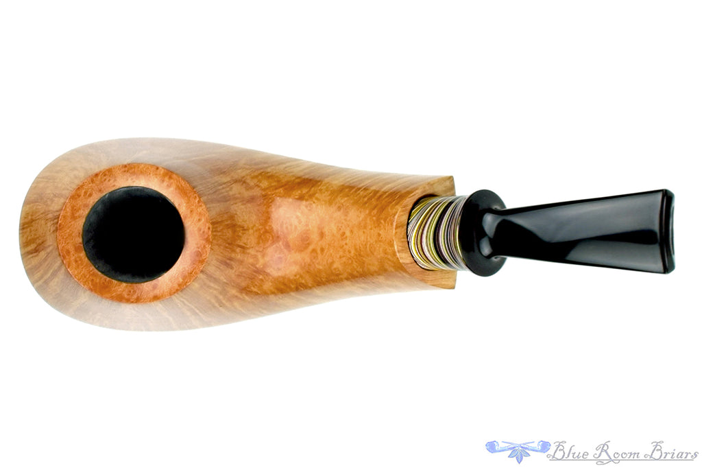 Blue Room Briars is proud to present this Bill Shalosky Pipe 431 1/2 Bent Natural Volcano with Fordite