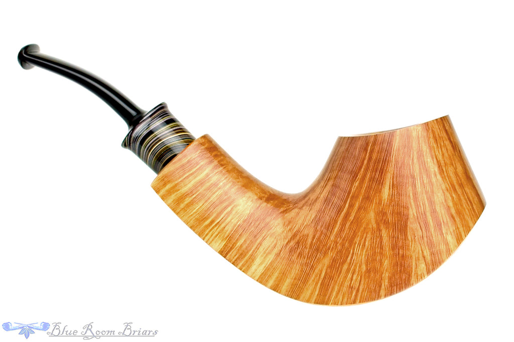 Blue Room Briars is proud to present this Bill Shalosky Pipe 431 1/2 Bent Natural Volcano with Fordite