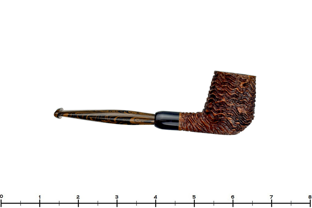 Blue Room Briars is proud to present this Andrea Gigliucci Pipe Carved Billiard Sitter with Military Mount, Horn Ferrule, and  Brindle