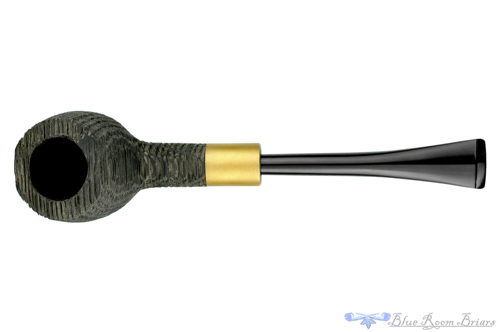 Blue Room Briars is proud to present this Yorgos Mitakidis Pipe 3722 Sandblast Morta Billiard with Brushed Brass and Military Mount