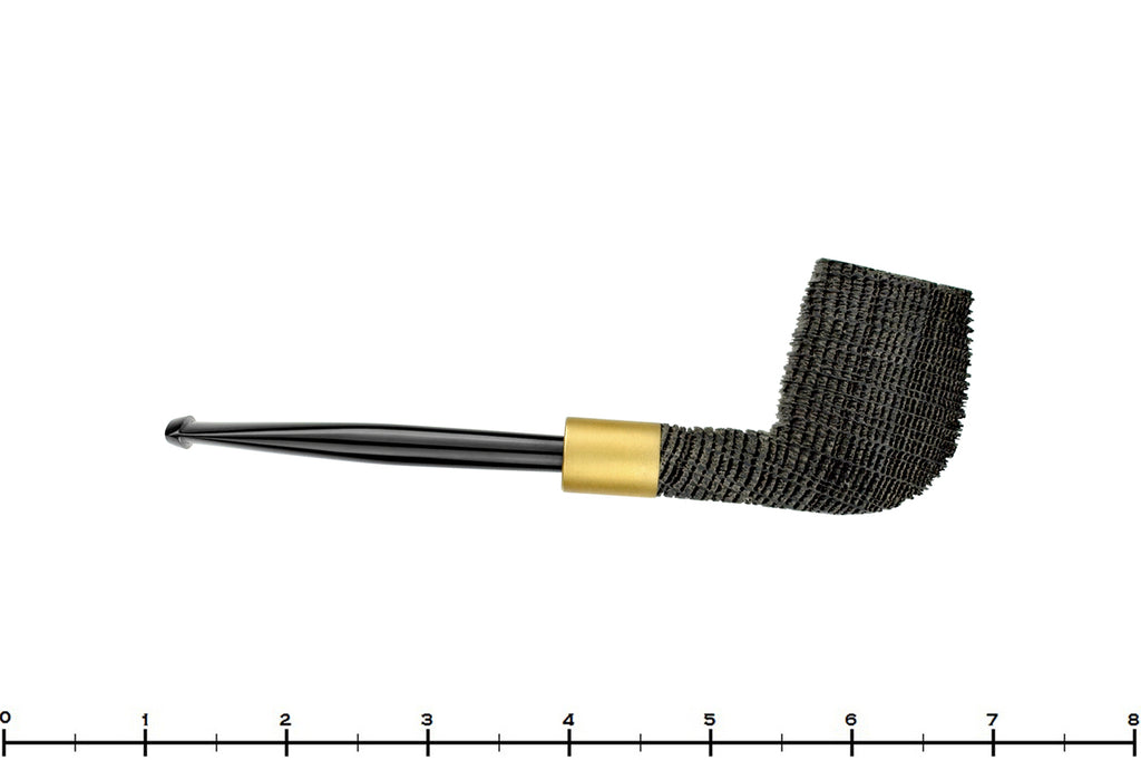 Blue Room Briars is proud to present this Yorgos Mitakidis Pipe 3722 Sandblast Morta Billiard with Brushed Brass and Military Mount