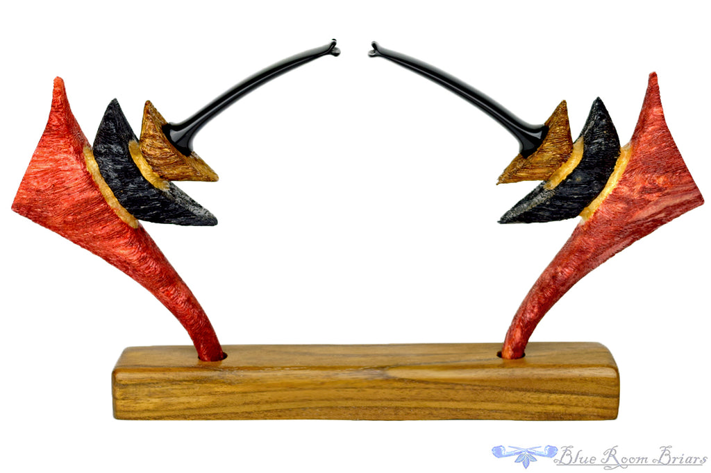 Roger Wallenstein Pipes Reefiffy Twins with Custom Stand and Wooden Box