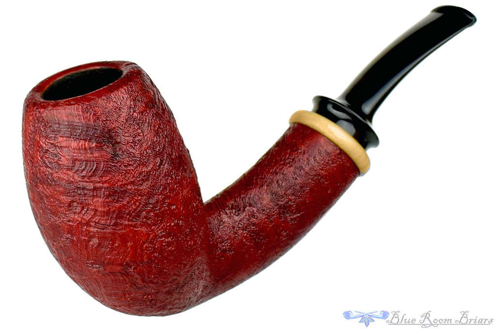 Blue Room Briars is proud to present this Thomas James Pipe Red Blast 1/4 Bent Danish Egg with French Box Wood