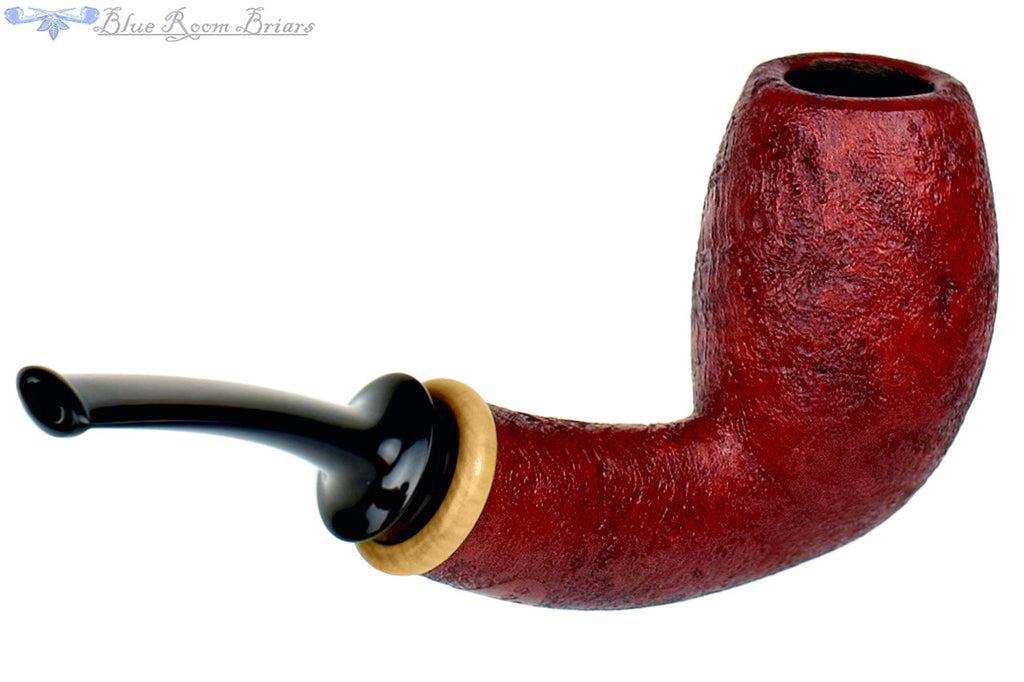 Blue Room Briars is proud to present this Thomas James Pipe Red Blast 1/4 Bent Danish Egg with French Box Wood