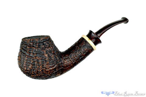 Bill Shalosky Pipe 532 Black Blast Brow Burner with Fordite and Brindle