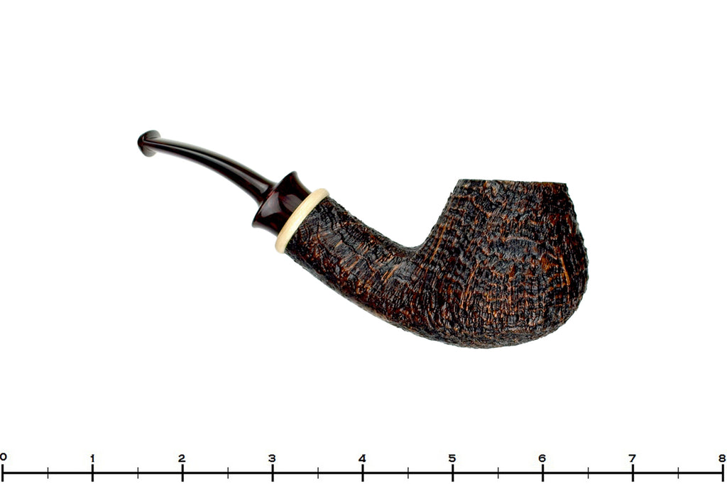 Blue Room Briars is proud to present this Bill Shalosky Pipe 581 Bent Contrast Blast Brandy with Mammoth Ivory and Brindle