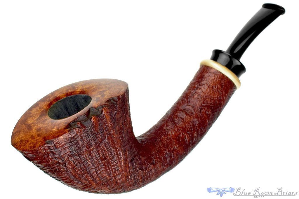 Blue Room Briars is proud to present this Bill Shalosky Pipe 583 Ring Blast Large Fan Dublin with Mammoth Ivory