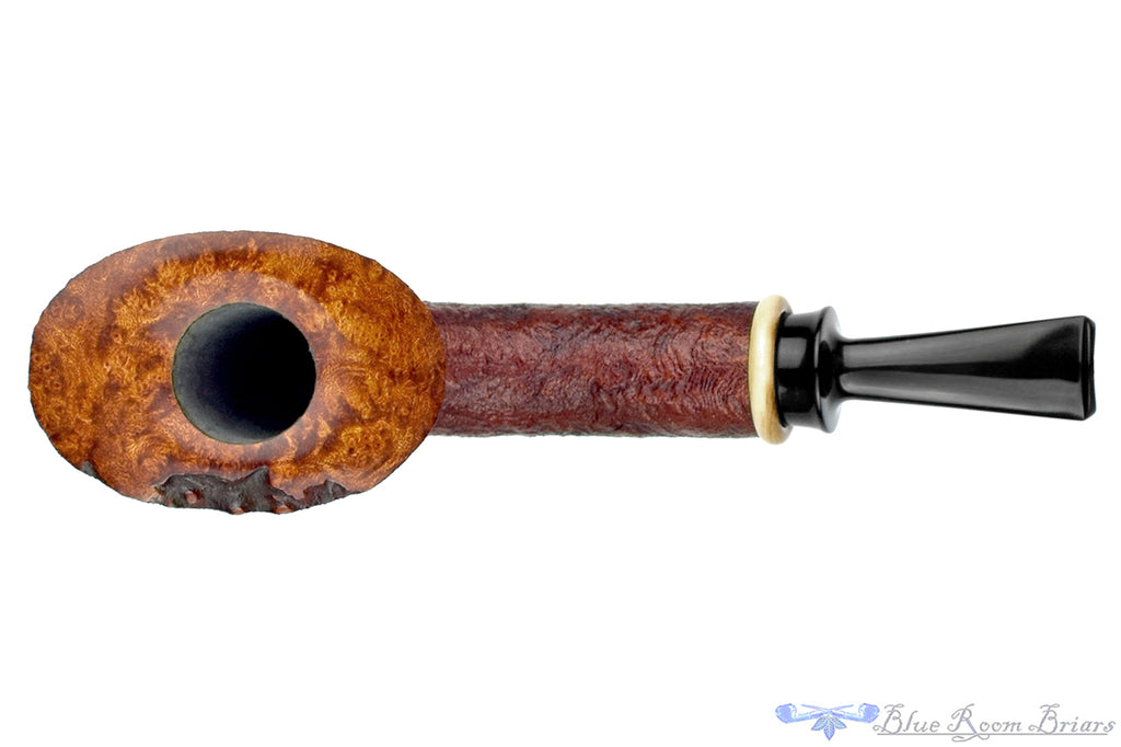 Blue Room Briars is proud to present this Bill Shalosky Pipe 583 Ring Blast Large Fan Dublin with Mammoth Ivory