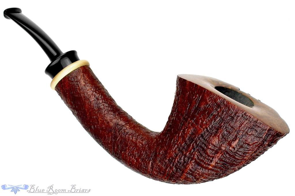 Blue Room Briars is proud to present this Bill Shalosky Pipe 583 Ring Blast Large Fan Dublin with Mammoth Ivory