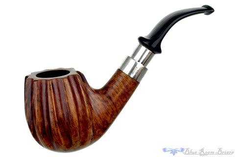 London Stud Carved Apple with Meerschaum Lining Sitter with Military Mount Estate Pipe